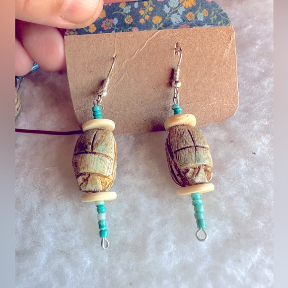 Wooden Bead 90s Y Necklace Handmade - Picture 7 of 8